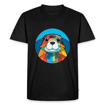 Gopher Stained Glass Colorful Cartoon Kawaii Anima - Men's Premium Organic T-Shirt - black - Front - Nico (187cm)