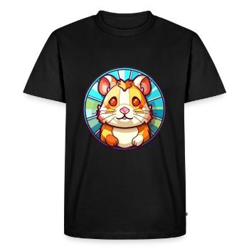 Hamster vitrail coloré Cartoon Kawaii Anim - T-shirt Premium bio Homme - noir - Devant - Nico (187cm)