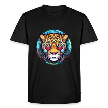Jaguar Stained Glass Colorful Cartoon Kawaii Anima - Men's Premium Organic T-Shirt - black - Front - Nico (187cm)