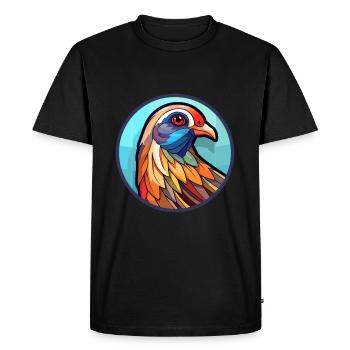 Partridge Stained Glass Colorful Cartoon Kawaii An - Men's Premium Organic T-Shirt - black - Front - Nico (187cm)