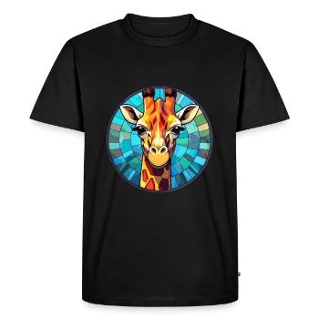 Girafe vitrail coloré dessin animé Kawaii Anim - T-shirt Premium bio Homme - noir - Devant - Nico (187cm)