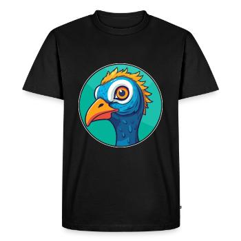 Paon vitrail coloré dessin animé Kawaii Anim - T-shirt Premium bio Homme - noir - Devant - Nico (187cm)