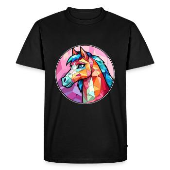 Ponny vitrail coloré dessin animé Kawaii Animal - T-shirt Premium bio Homme - noir - Devant - Nico (187cm)