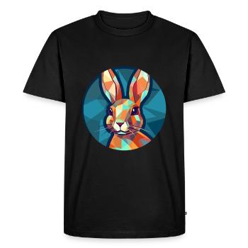 Rabbit Stained Glass Colorful Cartoon Kawaii Anima - Men's Premium Organic T-Shirt - black - Front - Nico (187cm)