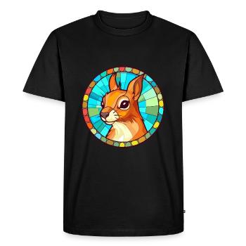 Squirrel Stained Glass Colorful Cartoon Kawaii Ani - Men's Premium Organic T-Shirt - black - Front - Nico (187cm)