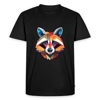 Raton laveur vitrail coloré dessin animé Kawaii Anim - T-shirt Premium bio Homme - noir - Devant - Nico (187cm)