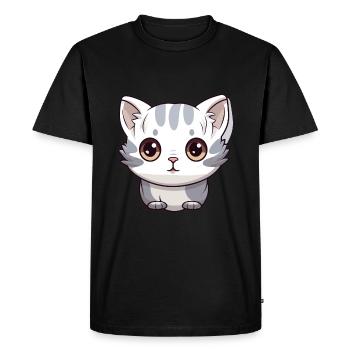American Shorthair Cat Cute Happy Kawaii Cartoon C - Men's Premium Organic T-Shirt - black - Front - Nico (187cm)