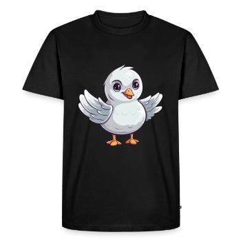 Mouette mignon heureux Kawaii Cartoon Clipart Animal - T-shirt Premium bio Homme - noir - Devant - Nico (187cm)