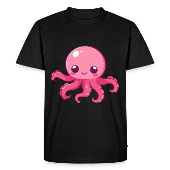 Poulpe mignon heureux kawaii dessin animé Clipart Animal - T-shirt Premium bio Homme - noir - Devant - Nico (187cm)