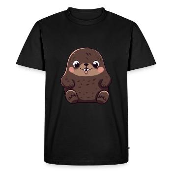 Mole Cute Happy Kawaii Cartoon Clipart Animal - Men's Premium Organic T-Shirt - black - Front - Nico (187cm)