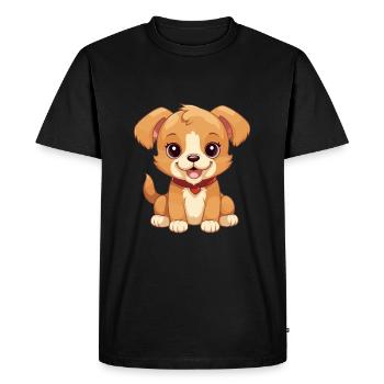 Chien jouet russe mignon heureux Kawaii Cartoon Clipart - T-shirt Premium bio Homme - noir - Devant - Nico (187cm)