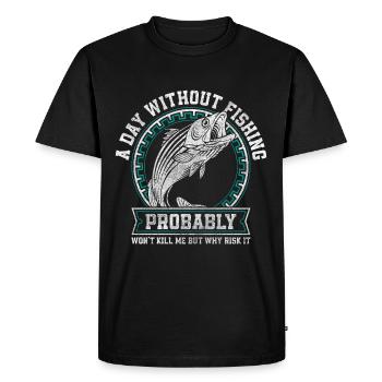 Appât de pêche à la ligne - T-shirt Premium bio Homme - noir - Devant - Nico (187cm)