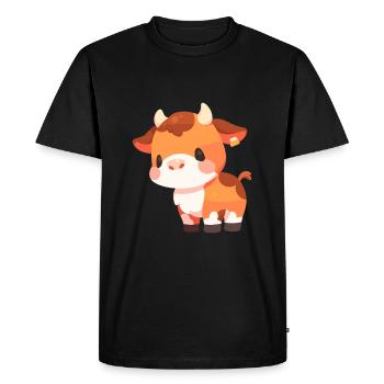 Vache Mignon Heureux Kawaii Dessin Animé Clipart Animal - T-shirt Premium bio Homme - noir - Devant - Nico (187cm)