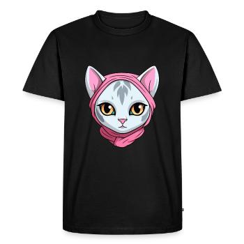 Arabian Mau Cat Cute Happy Kawaii Cartoon Clipart - Men's Premium Organic T-Shirt - black - Front - Nico (187cm)