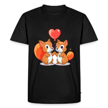 Squirrels Kawaii Cartoon Pet Playing With Balloons - Men's Premium Organic T-Shirt - black - Front - Nico (187cm)