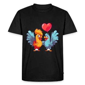 Roosters Kawaii Cartoon Pet Playing With Balloons - Men's Premium Organic T-Shirt - black - Front - Nico (187cm)