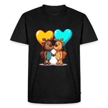 Mooses Kawaii Cartoon Pet Playing With Balloons - Men's Premium Organic T-Shirt - black - Front - Nico (187cm)