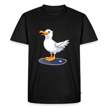 Drôle Mouette Kawaii Cartoon Jouer Skateboard - T-shirt Premium bio Homme - noir - Devant - Nico (187cm)