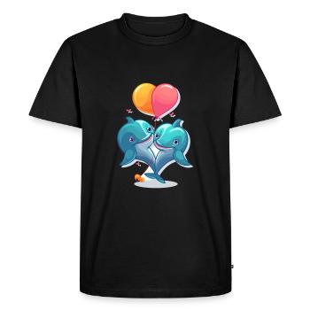 Dauphins Kawaii Cartoon Pet Jouant Avec Des Ballons - T-shirt Premium bio Homme - noir - Devant - Nico (187cm)