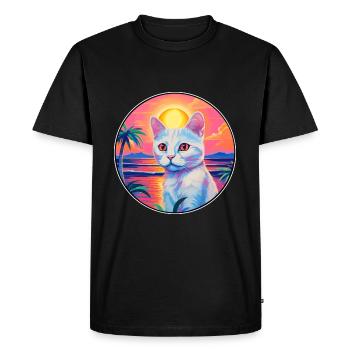 Burmilla Chat Race Aquarelle Dessin animé Kawaii Pet - T-shirt Premium bio Homme - noir - Devant - Nico (187cm)