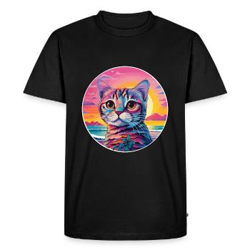 Singapura Chat Race Aquarelle Dessin animé Kawaii Pet - T-shirt Premium bio Homme - noir - Devant - Nico (187cm)