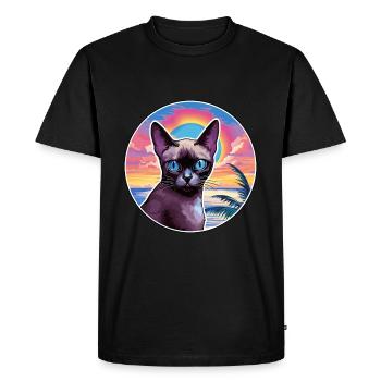 Chat siamois race aquarelle dessin animé Kawaii animal de compagnie - T-shirt Premium bio Homme - noir - Devant - Nico (187cm)