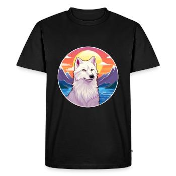 Loup arctique coloré aquarelle dessin animé kawaii animal de compagnie - T-shirt Premium bio Homme - noir - Devant - Nico (187cm)