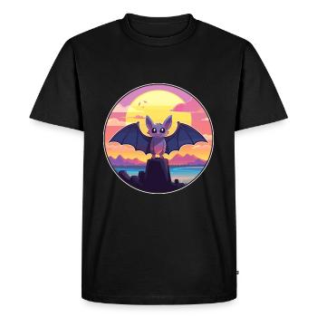 Bat Colorful Watercolor Cartoon Kawaii Animal - Men's Premium Organic T-Shirt - black - Front - Nico (187cm)
