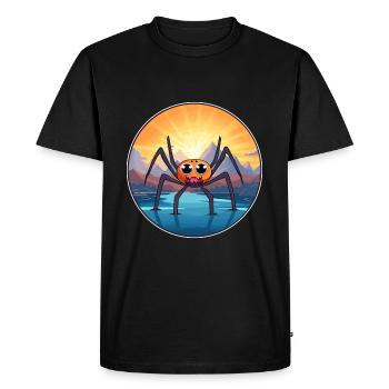 Araignée Aquarelle Colorée Dessin Animé Kawaii Animal - T-shirt Premium bio Homme - noir - Devant - Nico (187cm)