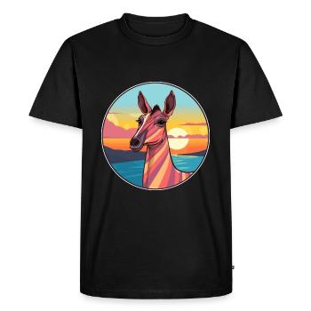 Okapi Colorful Watercolor Cartoon Kawaii Animal - Men's Premium Organic T-Shirt - black - Front - Nico (187cm)