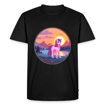 Pony Colorful Watercolor Cartoon Kawaii Animal - Men's Premium Organic T-Shirt - black - Front - Nico (187cm)