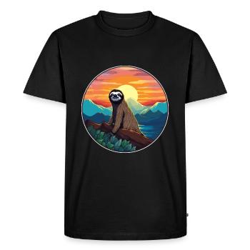 Paresseux coloré aquarelle dessin animé kawaii Animal - T-shirt Premium bio Homme - noir - Devant - Nico (187cm)