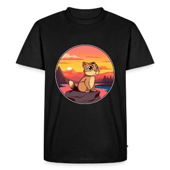 Chipmunk Aquarelle Colorée Dessin Animé Kawaii Animal - T-shirt Premium bio Homme - noir - Devant - Nico (187cm)