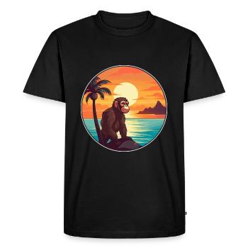 Monkey Colorful Watercolor Cartoon Kawaii Animal - Men's Premium Organic T-Shirt - black - Front - Nico (187cm)