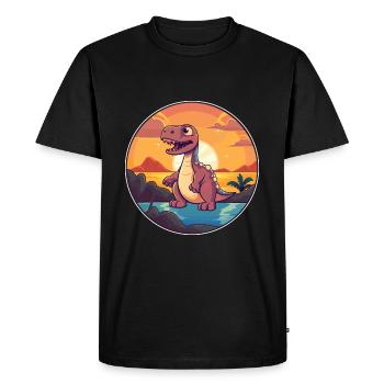Dinosaure Aquarelle Colorée Dessin Animé Kawaii Animal - T-shirt Premium bio Homme - noir - Devant - Nico (187cm)