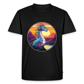 Dragon Aquarelle Colorée Dessin Animé Kawaii Animal - T-shirt Premium bio Homme - noir - Devant - Nico (187cm)
