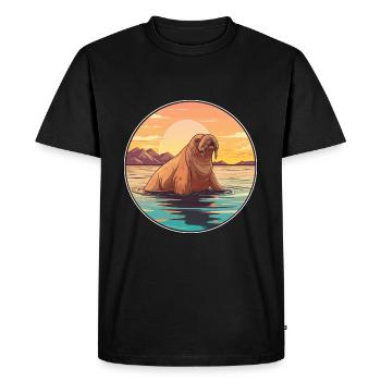Morse aquarelle colorée dessin animé Kawaii Animal - T-shirt Premium bio Homme - noir - Devant - Nico (187cm)