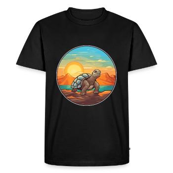 Turtle Colorful Watercolor Cartoon Kawaii Animal - Men's Premium Organic T-Shirt - black - Front - Nico (187cm)