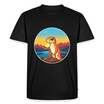 Lizard Colorful Watercolor Cartoon Kawaii Animal - Men's Premium Organic T-Shirt - black - Front - Nico (187cm)