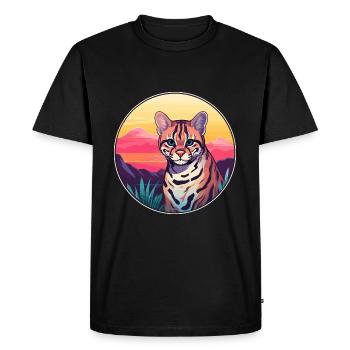 Ocelot Aquarelle Colorée Dessin Animé Kawaii Animal - T-shirt Premium bio Homme - noir - Devant - Nico (187cm)