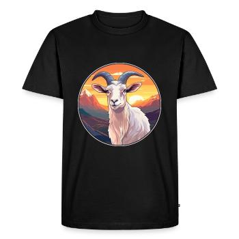 Chèvre Aquarelle Colorée Dessin Animé Kawaii Animal - T-shirt Premium bio Homme - noir - Devant - Nico (187cm)
