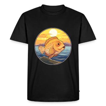 Plie Poisson Aquarelle Colorée Dessin Animé Kawaii - T-shirt Premium bio Homme - noir - Devant - Nico (187cm)