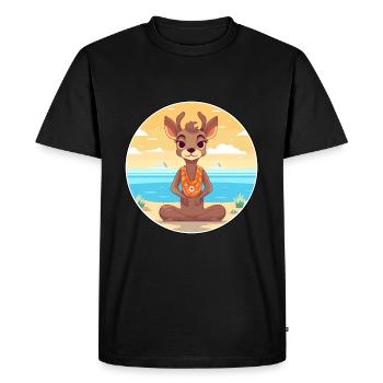 Antelope Cartoon Yoga Beach Summer Illustration - Men's Premium Organic T-Shirt - black - Front - Nico (187cm)