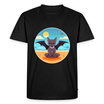 Chauve-souris Cartoon Yoga plage Illustration d’été - T-shirt Premium bio Homme - noir - Devant - Nico (187cm)
