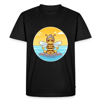 Bee Cartoon Yoga Beach Summer Illustration - Men's Premium Organic T-Shirt - black - Front - Nico (187cm)