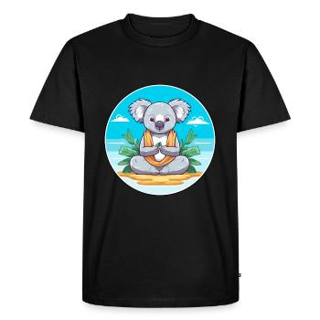 Koala Cartoon Yoga Beach Summer Illustration - Men's Premium Organic T-Shirt - black - Front - Nico (187cm)