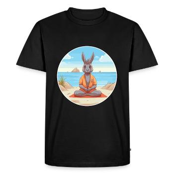 Donkey Cartoon Yoga Beach Summer Illustration - Men's Premium Organic T-Shirt - black - Front - Nico (187cm)