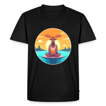 Orignal Dessin Animé Yoga Plage Été Illustration - T-shirt Premium bio Homme - noir - Devant - Nico (187cm)