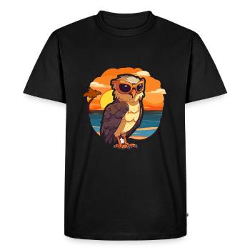 Hawk Funny Cartoon Kawaii Beach Illustration - Men's Premium Organic T-Shirt - black - Front - Nico (187cm)