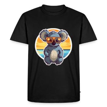 Koala Funny Cartoon Kawaii Beach Illustration - Men's Premium Organic T-Shirt - black - Front - Nico (187cm)